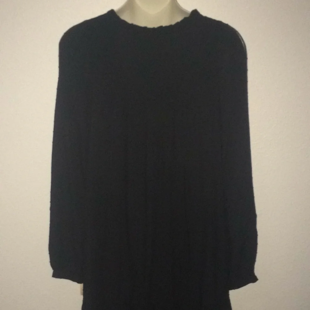 Loft Black Long Sleeve Clip Dot Dress - Picture 7 of 10
